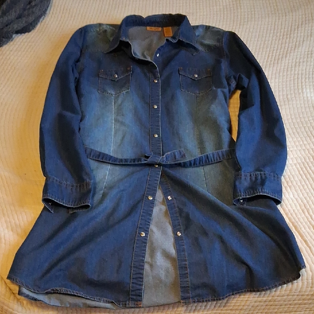 Wrangler Women's Dark Blue Denim Longline Jacket